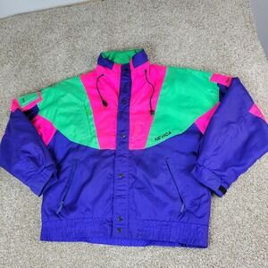 Vintage Nevica Survival Recco Mens 40 Multicolor Colorblock Full Zip Snap Jacket